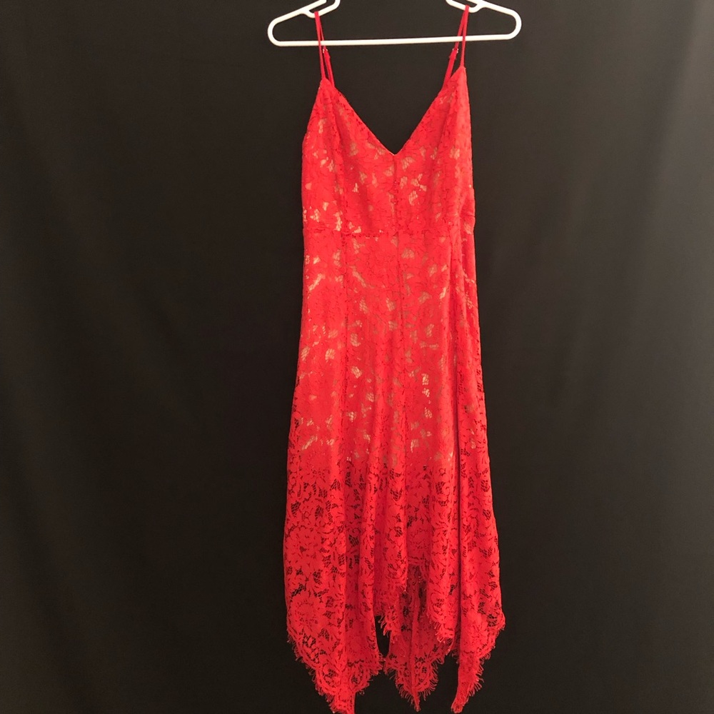 Lulu’s One Wish Red Lace Midi Dress - Picture 2 of 5